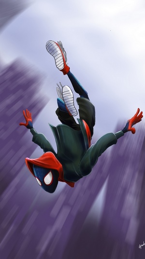 Miles Morales from Spider-Man falling in 4K