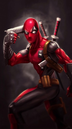 Deadpool holding a gun to his head