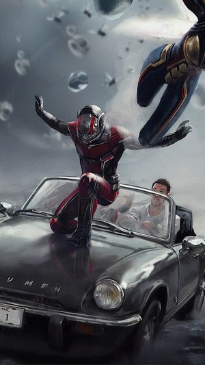 Ant-Man and Wasp in a car