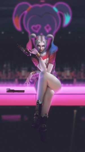 Harley Quinn with a gun, 4K