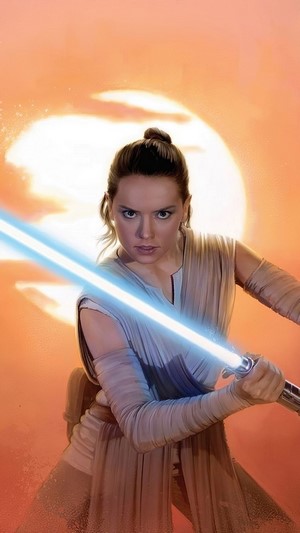 Rey with Lightsaber from Star Wars The Rise of Skywalker 4K