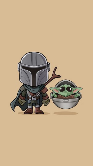 Mandalorian and Baby Yoda Chibi
