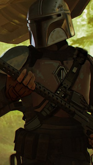 The Mandalorian with a rifle