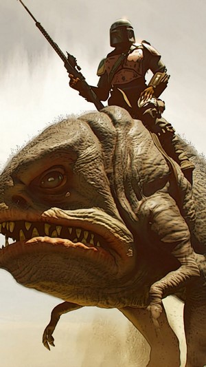 The Mandalorian on a creature in 4K