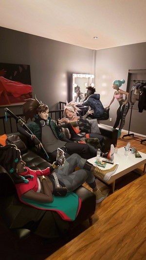 True Damage Yasuo, Akali, Ekko, and Qiyana in a room