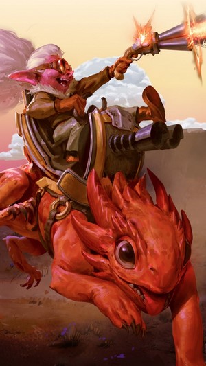 Snapfire from Dota 2 riding a dragon with a gun