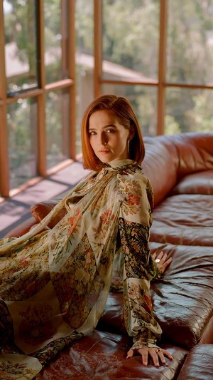 Zoey Deutch in a floral dress
