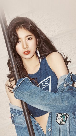 Bae Suzy in Denim Jacket and Guess Top