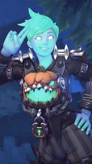 Tracer from Overwatch Will-o-Wisp Halloween Terror 4K