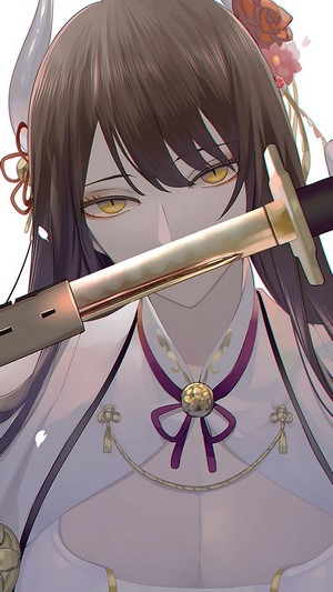 Hiei from Azur Lane holding a katana