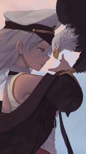 Enterprise from Azur Lane with an eagle