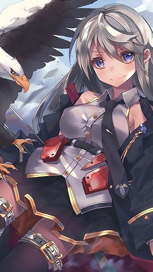 Enterprise from Azur Lane with an Eagle
