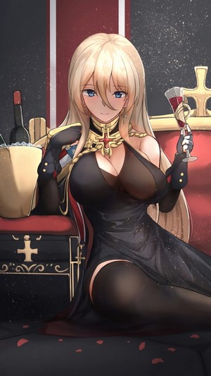 Bismarck from Azur Lane in a black dress