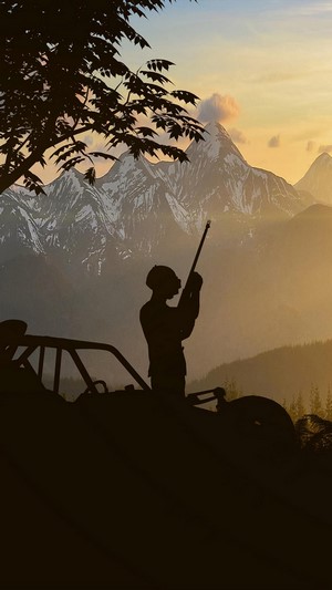 Silhouette of a soldier with a rifle in PUBG 4K
