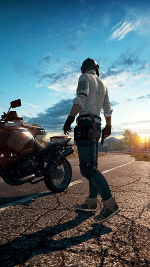 PlayerUnknown's Battlegrounds character with motorcycle