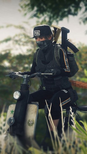 Girl from PUBG riding a scooter