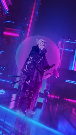 Geralt from Cyberpunk 2077 with Katanas