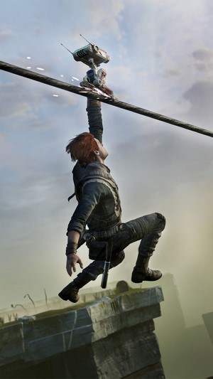 Cal Kestis from Star Wars Jedi Fallen Order on a wire