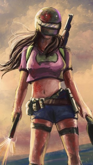 Girl from PlayerUnknown's Battlegrounds with guns