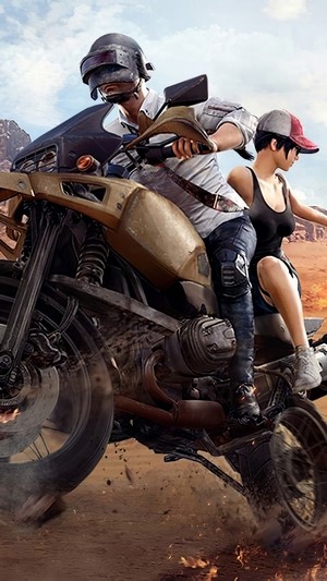 PlayerUnknowns Battlegrounds characters on a motorcycle