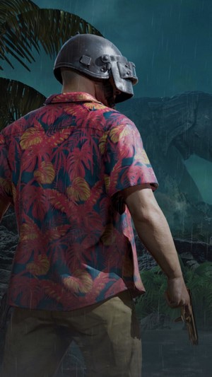 PUBG character with helmet on Sanhok 4K