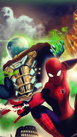 Spider-Man and Mysterio in Spider-Man Far From Home 4K