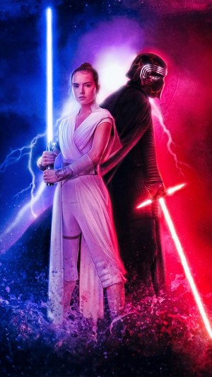 Rey and Kylo Ren from Star Wars The Rise of Skywalker 4K