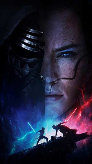 Rey and Kylo Ren from Star Wars The Rise of Skywalker 4K