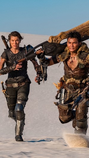Milla Jovovich and Tony Jaa from Monster Hunter movie