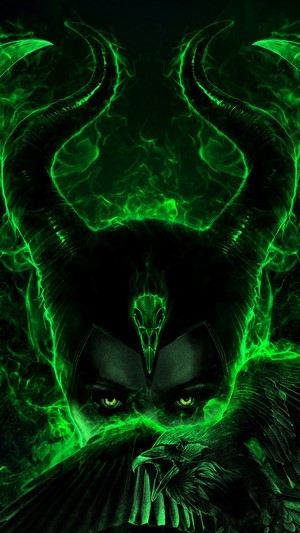 Maleficent with Raven and Green Flames 4K