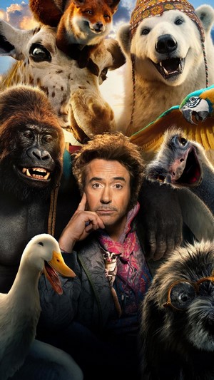 Dolittle Movie Poster with Robert Downey Jr. and Animals 4K