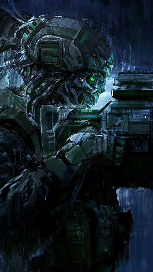 Sci-Fi Soldier with Gun 4K
