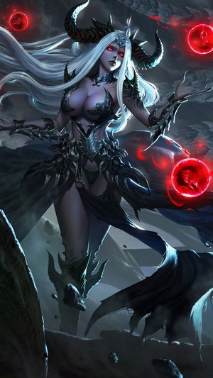 Fantasy, Demon, Girl, Dragon HD