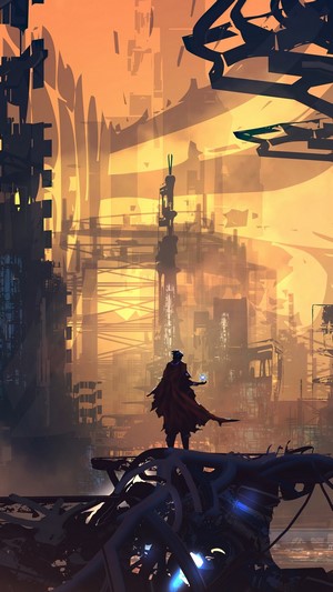 Sci-Fi Digital Art of a lone figure in a futuristic city