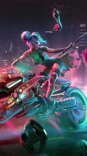 Cyberpunk, Girls, Motorcycle, Race, Battle, 4k HD Phone Wallpaper ...