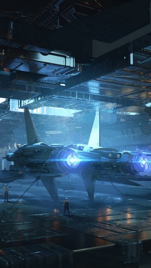 Sci-Fi Spacecraft in a Hangar 4K