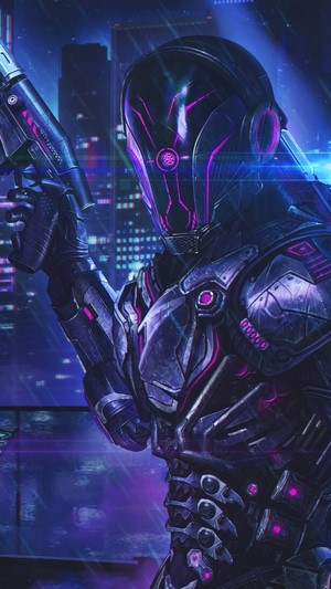 Sci-Fi, Soldiers, Cyberpunk, City, 4k