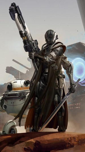 Sci-Fi Soldier with Rifle and Sword 4K