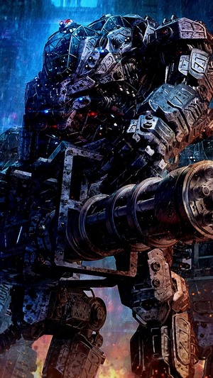 Sci-Fi Mech Robot with Gatling Gun 4K