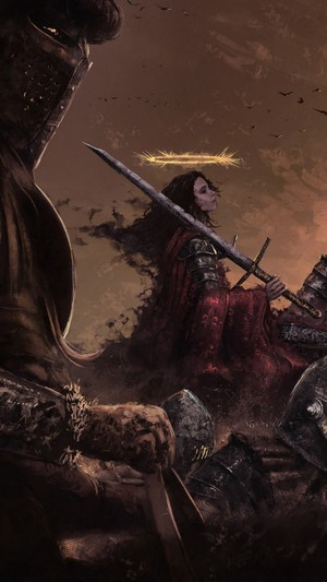 Fantasy Knight with Halo and Sword