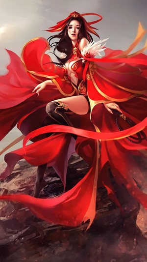 Fantasy Girl Warrior in Red