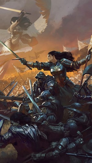 Fantasy Battle with Angel and Army