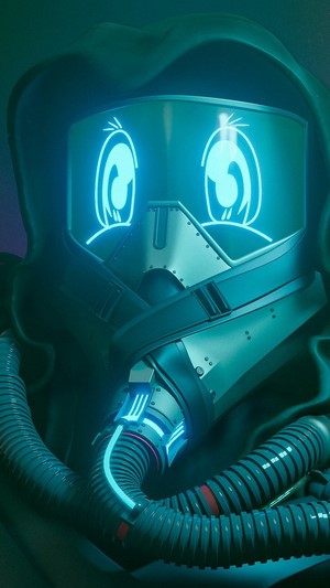 Cute Sci-Fi Suit with Glowing Eyes 4K