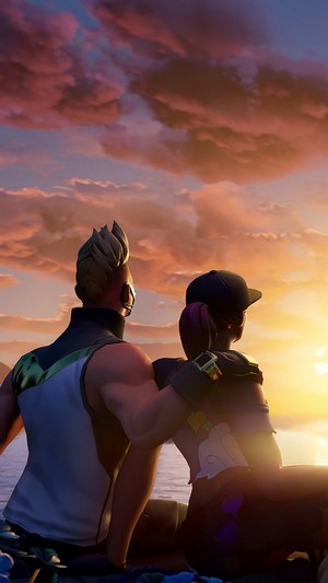 Fortnite characters watching the sunset