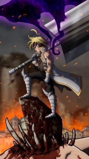 Meliodas from The Seven Deadly Sins with a giant sword