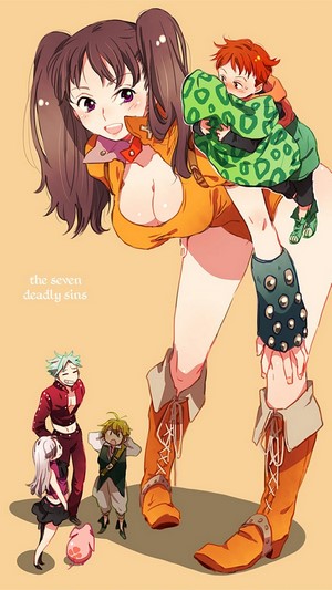 Diane and King from The Seven Deadly Sins with other characters