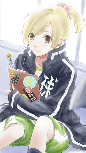 Girl from Ahiru no Sora holding a book