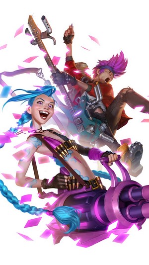 Jinx from League of Legends with a Minigun