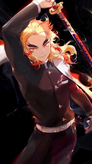 Kyojuro Rengoku, Katana, Kimetsu no Yaiba, 4k