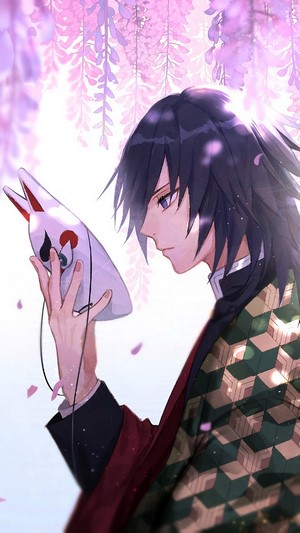 Giyu holding a mask from Kimetsu no Yaiba 4K